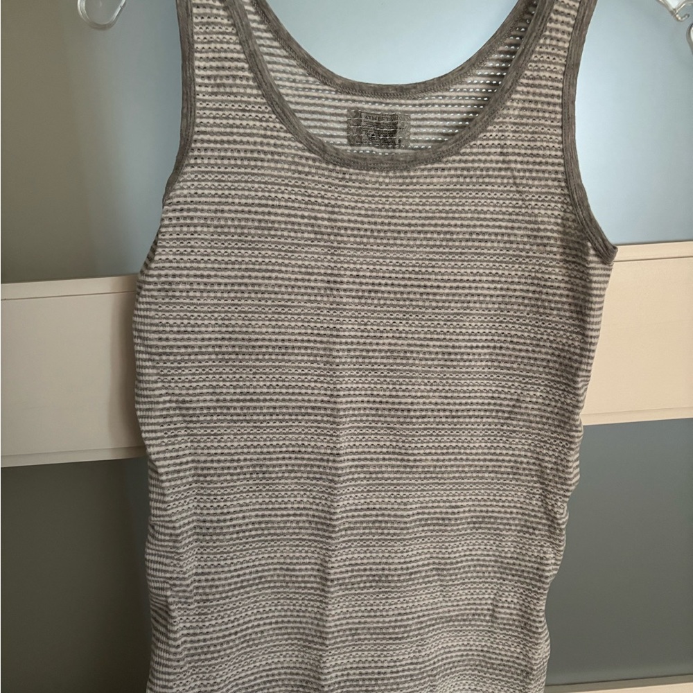 Athleta Gray & White Striped Tank Top